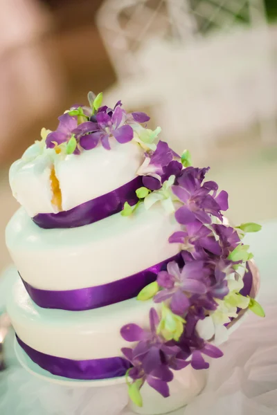 Cortar o bolo de casamento — Fotografia de Stock