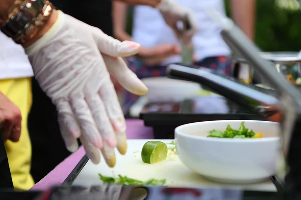 Mat för thai matlagning klass.Tom Yum Kung — Stockfoto