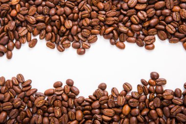 kahve çekirdeği beyaz kağıt arka plan üzerinde