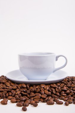 kahve çekirdeği beyaz kağıt arka plan üzerinde