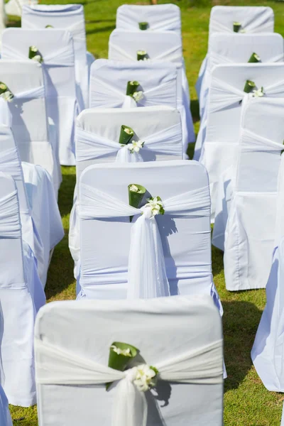 Hochzeitsstuhl aufgestellt — Stockfoto
