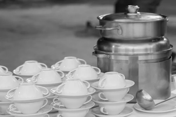 Cup of soup being prepared for the wedding dinner. — Stock Photo, Image