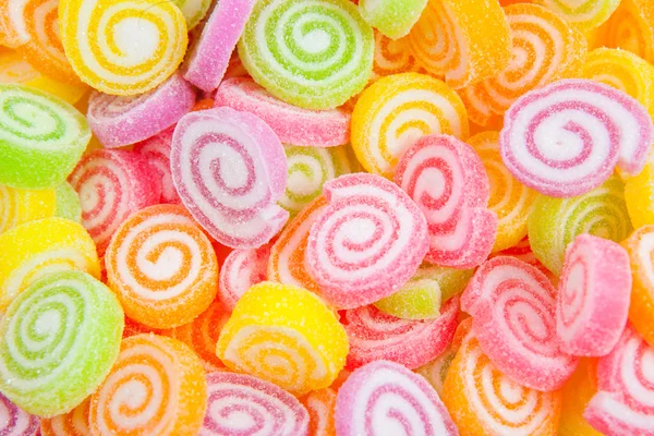 Jelly sweet, flavor fruit, candy dessert colorful on white paper — Stock Photo, Image