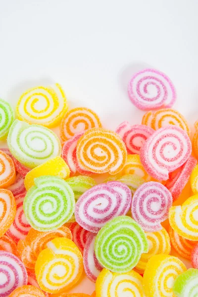 Jelly sweet, flavor fruit, candy dessert colorful on white paper — Stock Photo, Image