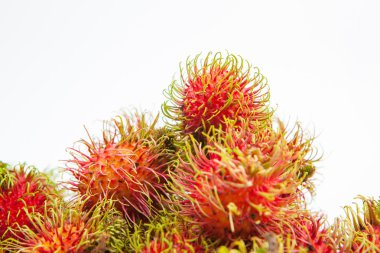 Rambutan tatlı lezzetli meyve beyaz kağıt arka plan üzerinde