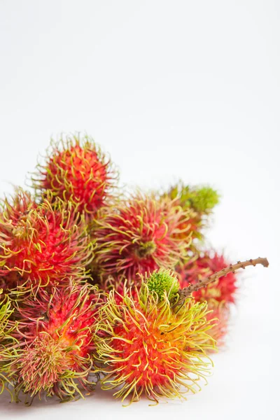 Rambutan sweet delicious fruit on white paper background — Stock Photo, Image