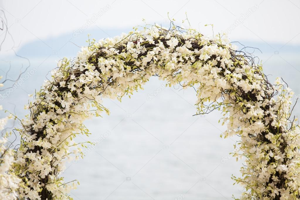 Beautiful wedding arch on the beach in Thailand
