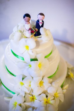 Düğün pastası en iyi gelin ve damat biblo closeup