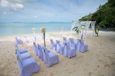 Düğün için sandalye kurulumu