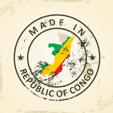 Kongo Cumhuriyeti harita bayrağı ile pul