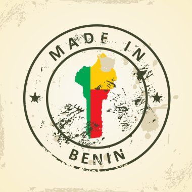 Benin harita bayrağı ile pul