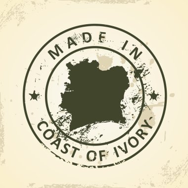 Fildişi Sahili Haritası ile pul