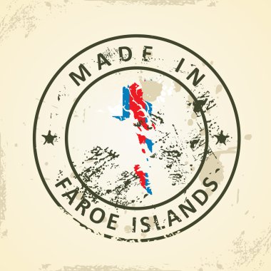 Harita Faroe Adaları bayrakla damga