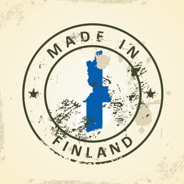 Finlandiya bayrağı harita ile pul
