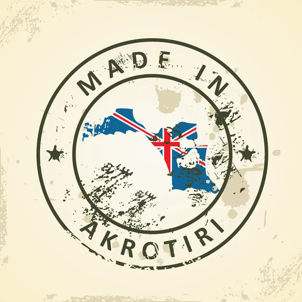 Carimbo com a bandeira do mapa de Akrotiri — Vetor de Stock