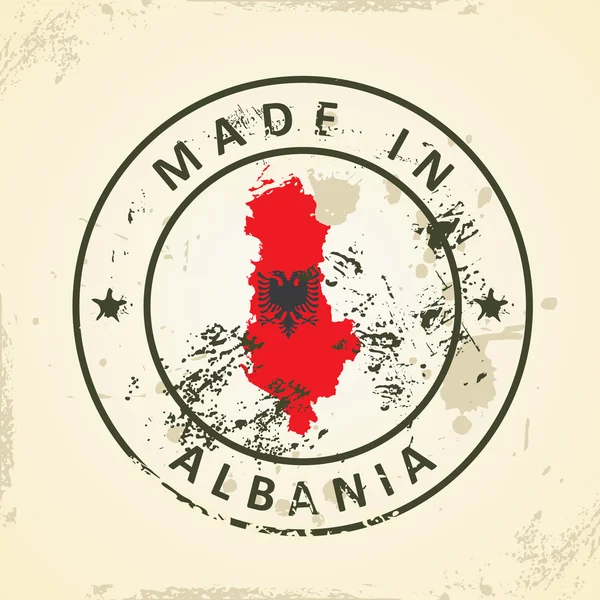 Carimbo com a bandeira do mapa da Albânia — Vetor de Stock