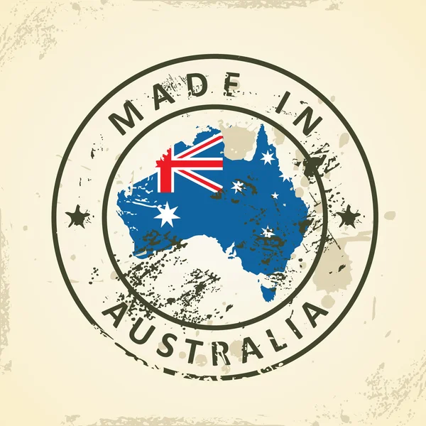 Carimbo com a bandeira do mapa da Austrália — Vetor de Stock