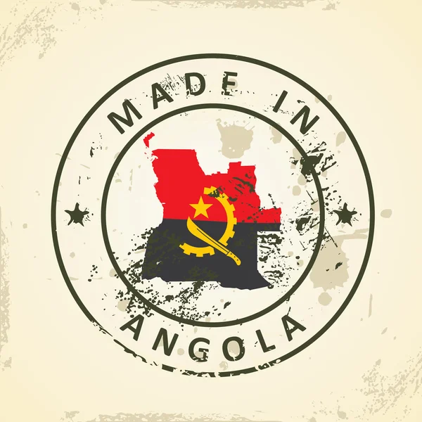 Selo com mapa Bandeira de Angola — Vetor de Stock