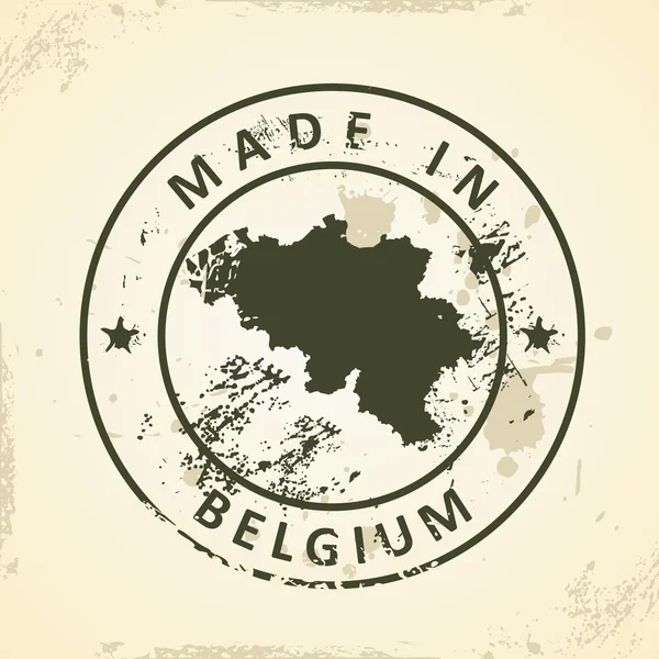 Timbre avec la carte de Belgique — Image vectorielle