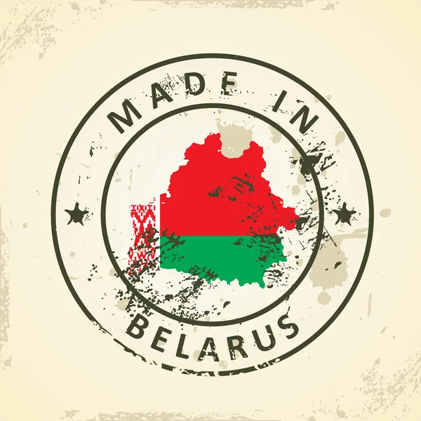Штамп с флагом Беларуси на карте — стоковый вектор