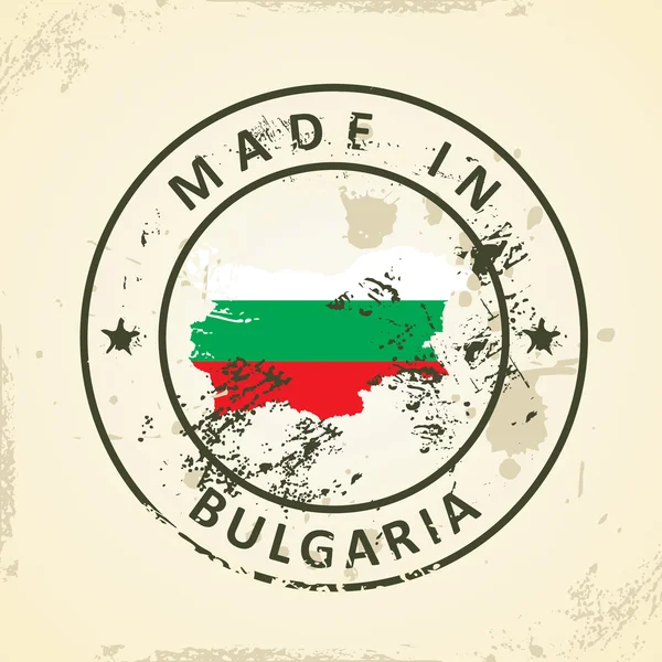 Timbre avec carte drapeau de Bulgarie — Image vectorielle