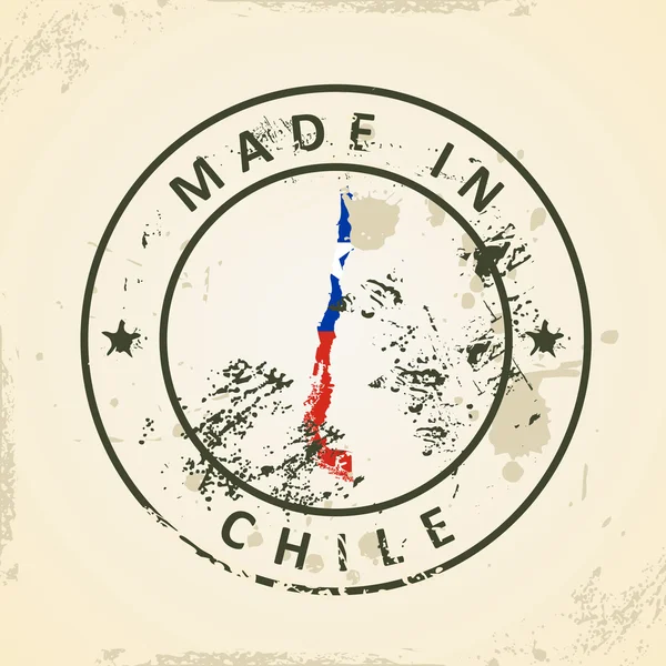 Stämpla med karta flagga Chile — Stock vektor