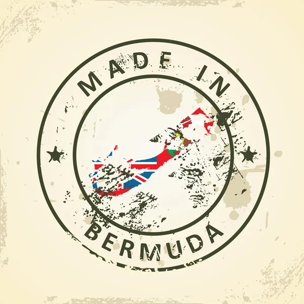 Selo com mapa Bandeira de Bermuda — Vetor de Stock