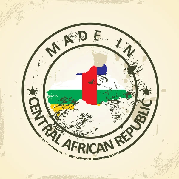 Selo com mapa Bandeira de República Centro-Africana — Vetor de Stock