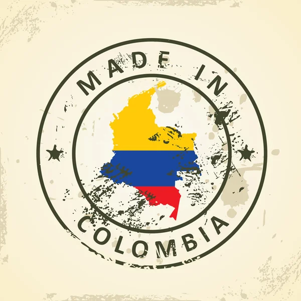 Francobollo con mappa di Colombia — Vettoriale Stock