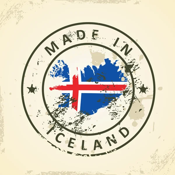 Carimbo com a bandeira do mapa da Islândia — Vetor de Stock