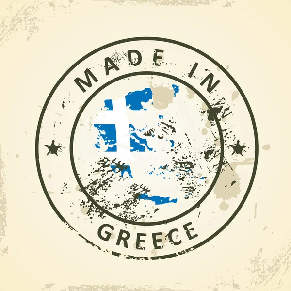 Timbre avec carte drapeau de Grèce — Image vectorielle