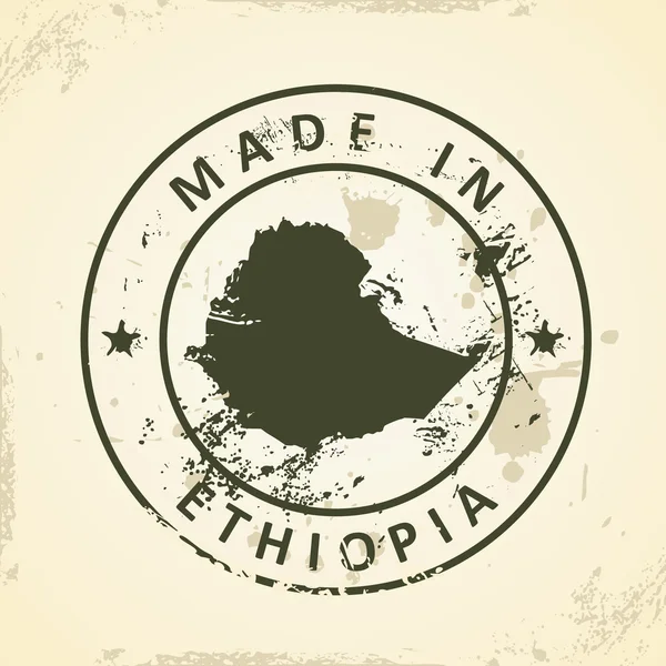 Stempel met kaart van Ethiopië — Stockvector