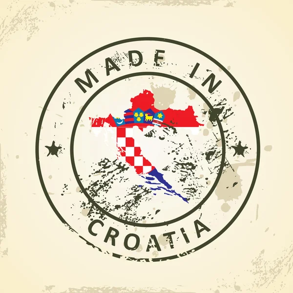 Carimbo com a bandeira do mapa de Croácia — Vetor de Stock