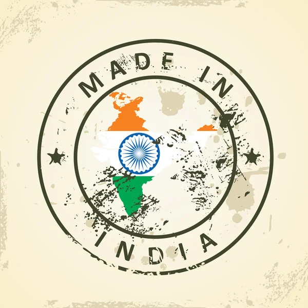 인도의 지도 플래그로 스탬프 — 스톡 벡터
