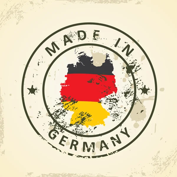 Timbre avec carte drapeau de Allemagne — Image vectorielle