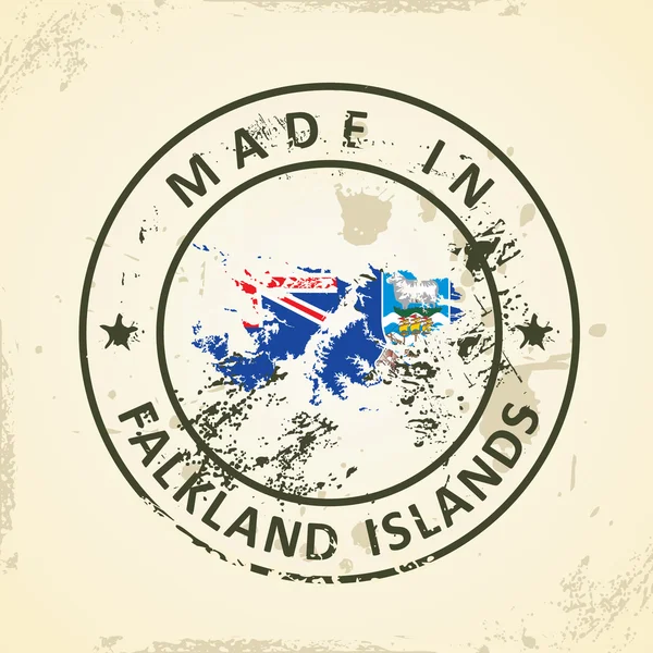 Carimbo com a bandeira do mapa de Ilhas Malvinas — Vetor de Stock