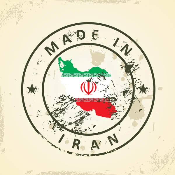 Stempel met kaart vlag van Iran — Stockvector