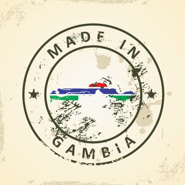 Gambiya Haritası bayrağı ile pul