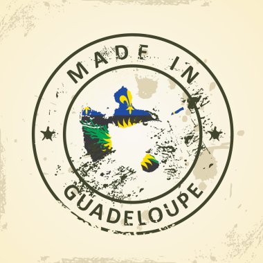 Guadeloupe harita bayrağı ile pul