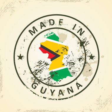 Guyana Haritası bayrağı ile pul
