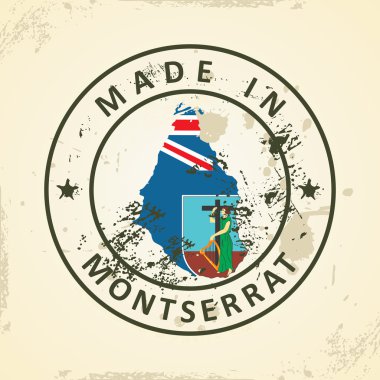 Montserrat harita bayrağı ile pul