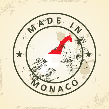 Monako Haritası bayrağı ile pul