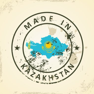 Kazakistan Haritası bayrağı ile pul