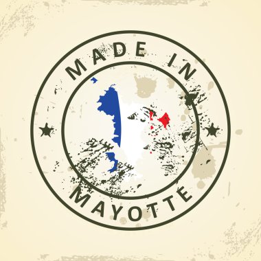 Mayotte Haritası bayrağı ile pul