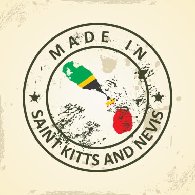 Saint Kitts ve Nevis harita bayrağı ile pul
