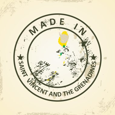 Saint Vincent ve Grenadinler harita bayrağı ile pul