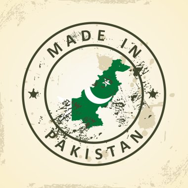 Pakistan bayrağı harita ile pul