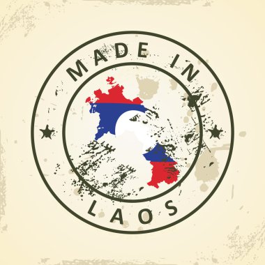 Laos bayrağı harita ile pul