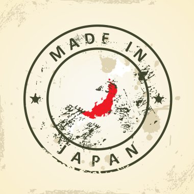 Japonya Haritası bayrağı ile pul