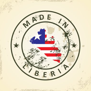 Liberya Haritası bayrağı ile pul